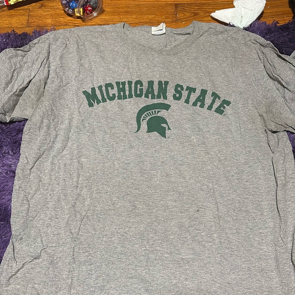 Jerzees Grey Michigan State Short Sleeve Tee Size L